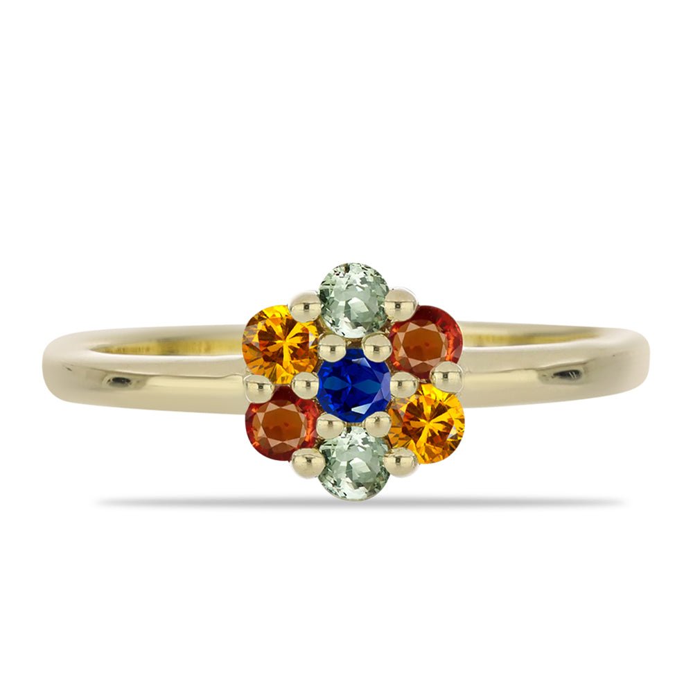 Goldplattierter Silberring mit regenbogenfarbenem Rosebery Saphir