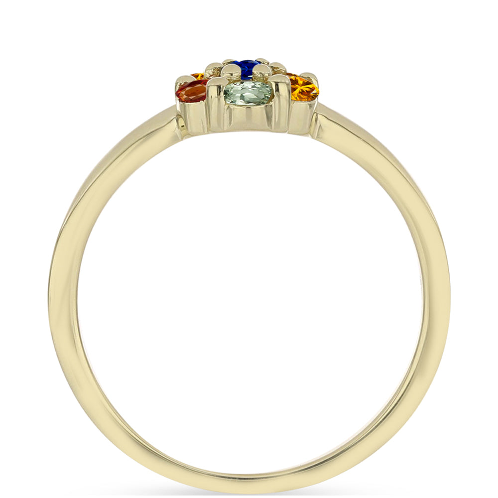 Goldplattierter Silberring mit regenbogenfarbenem Rosebery Saphir