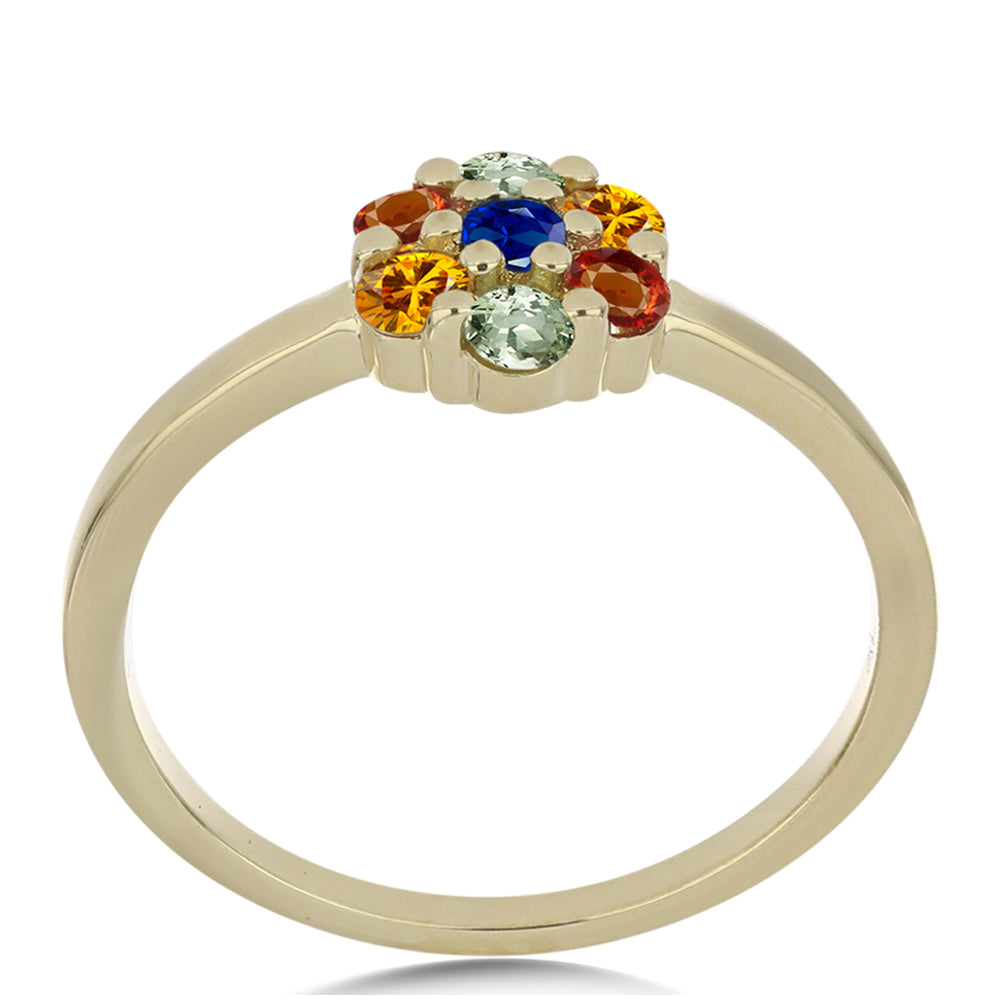 Goldplattierter Silberring mit regenbogenfarbenem Rosebery Saphir