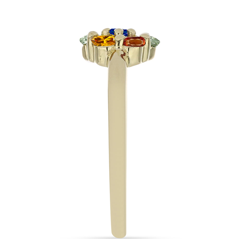 Goldplattierter Silberring mit regenbogenfarbenem Rosebery Saphir