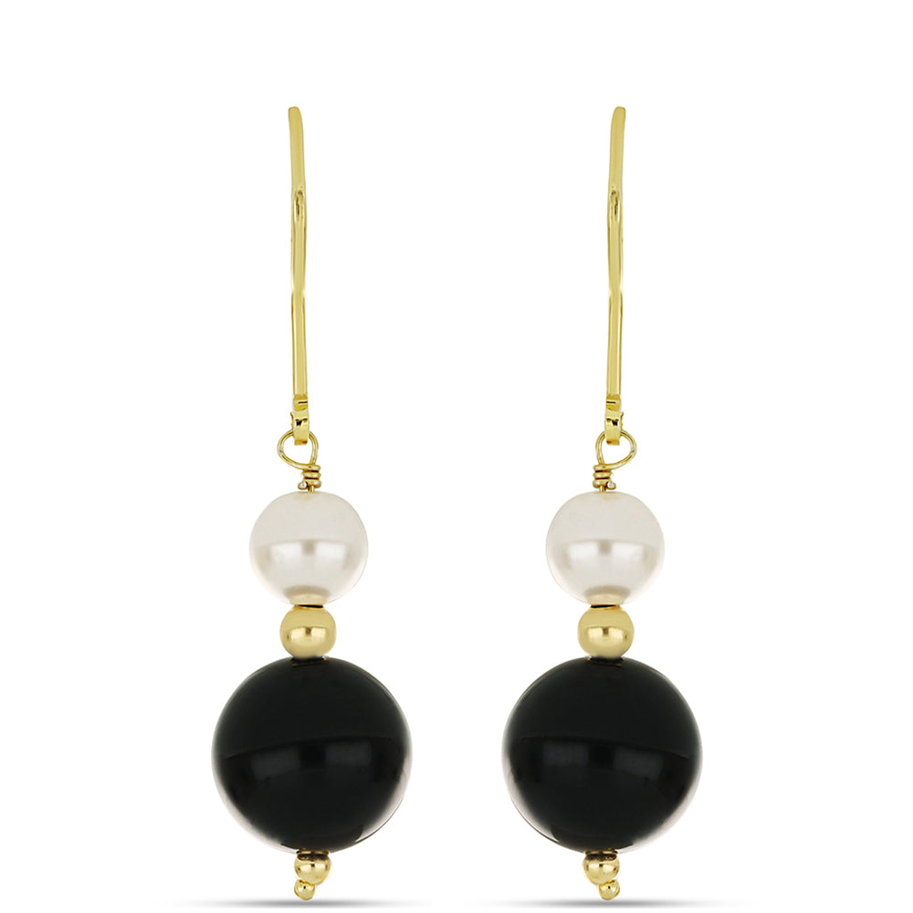 Goldplattierte Silberohrringe mit schwarzem Onyx aus Suwar