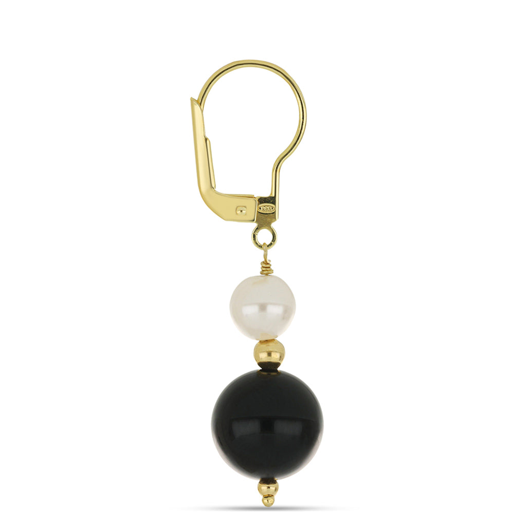Goldplattierte Silberohrringe mit schwarzem Onyx aus Suwar
