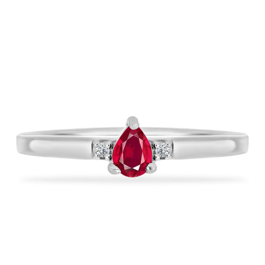 Silberring mit Rubin aus Madagaskar und weißem Diamant