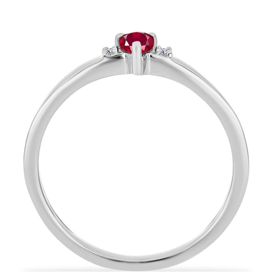 Silberring mit Rubin aus Madagaskar und weißem Diamant