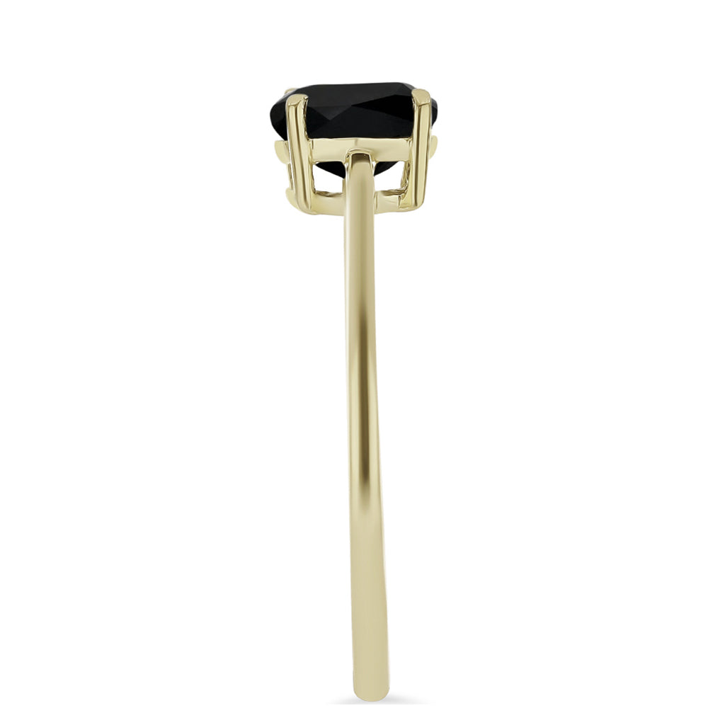 Goldplattierter Silberring mit schwarzem Onyx aus Suwar