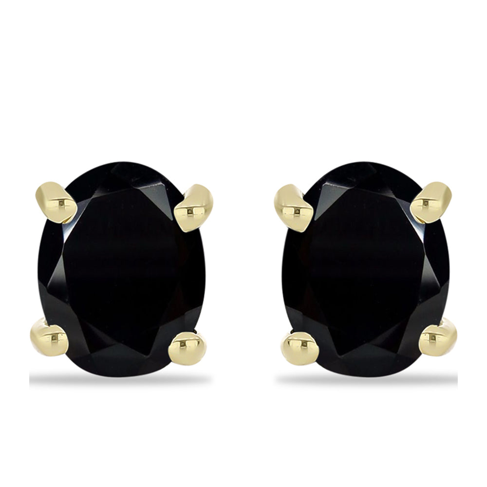 Goldplattierte Silberohrringe mit schwarzem Onyx aus Suwar