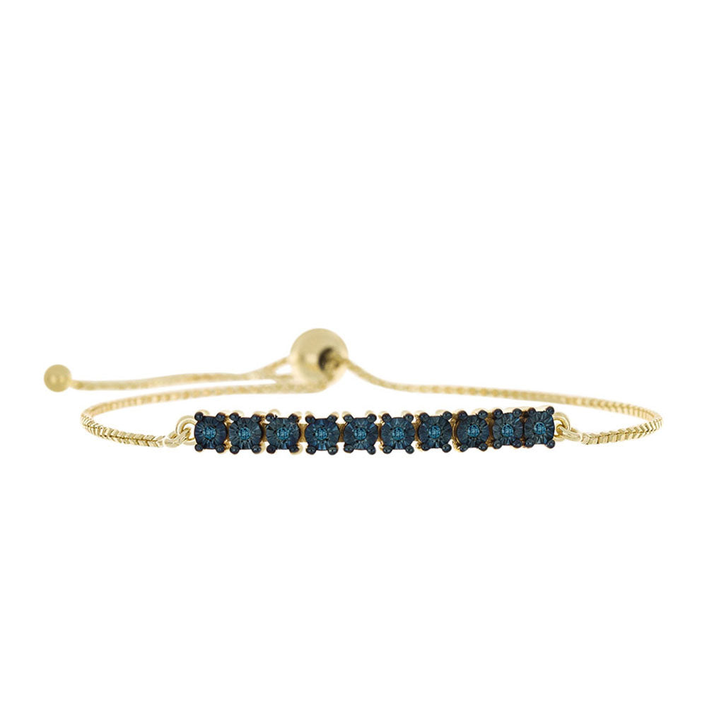 Goldplattiertes Silberarmband mit blauem Diamant 2