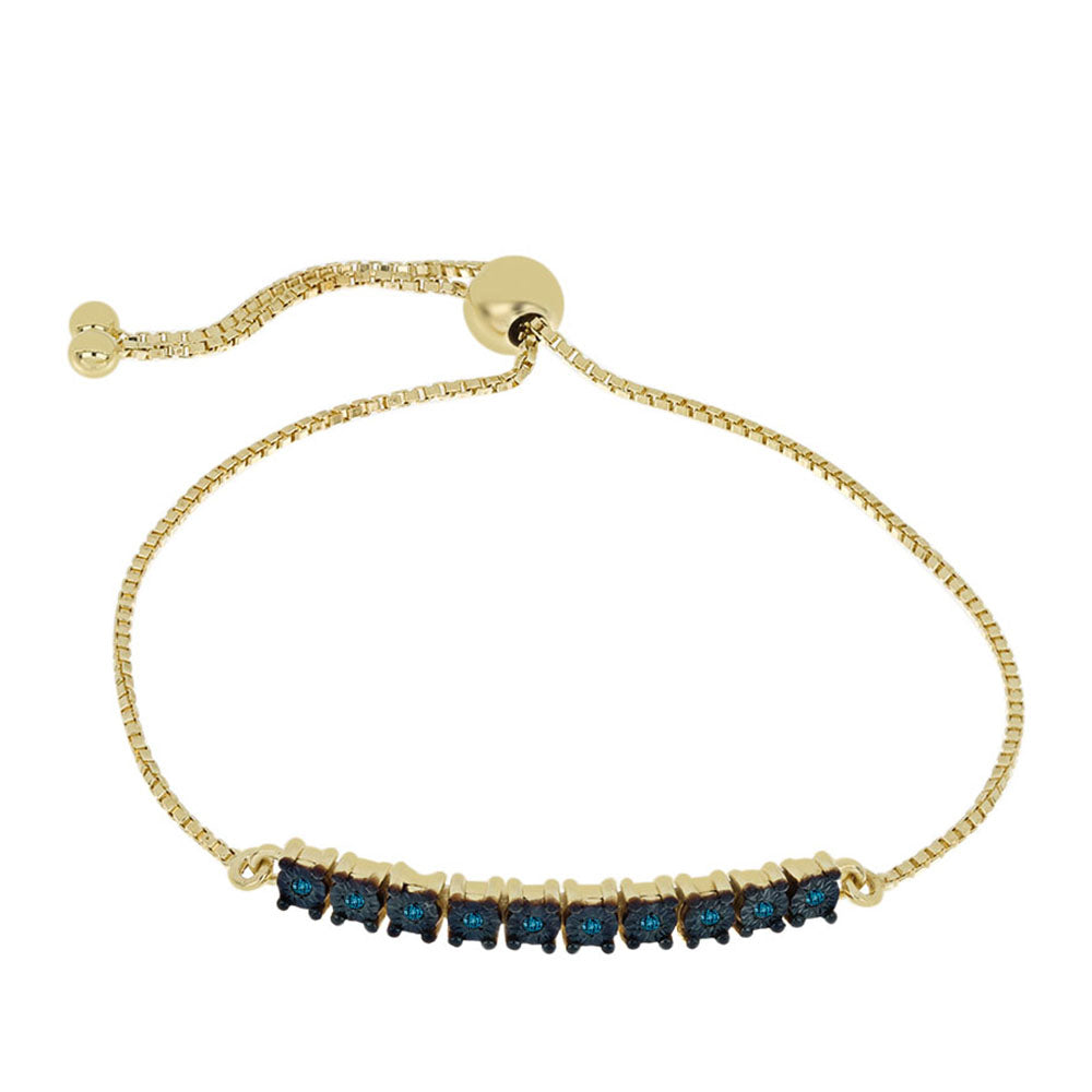 Goldplattiertes Silberarmband mit blauem Diamant