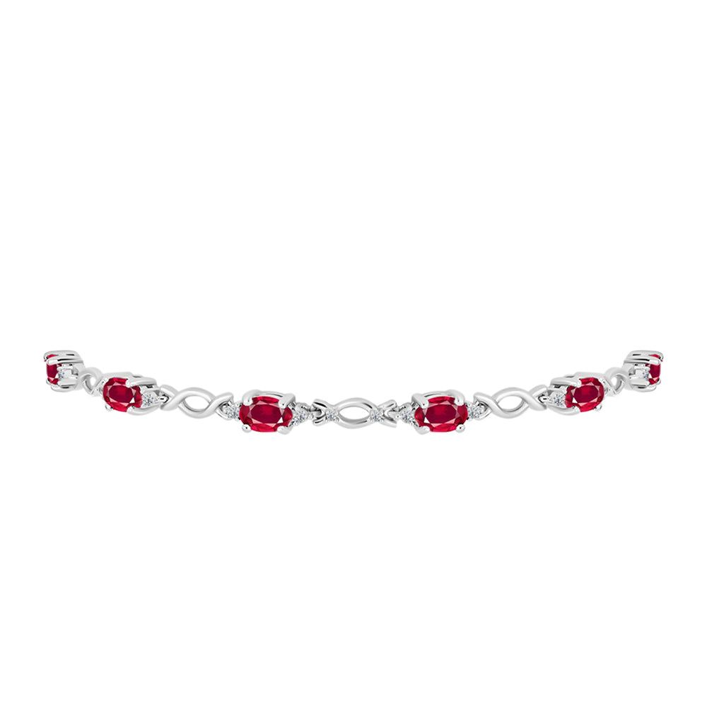 Silberarmband mit Rubin aus Madagaskar und weißem Diamant 2