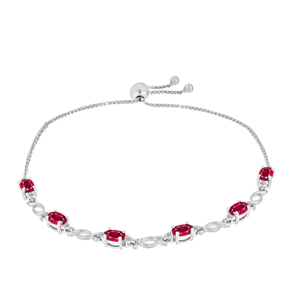 Silberarmband mit Rubin aus Madagaskar und weißem Diamant 1