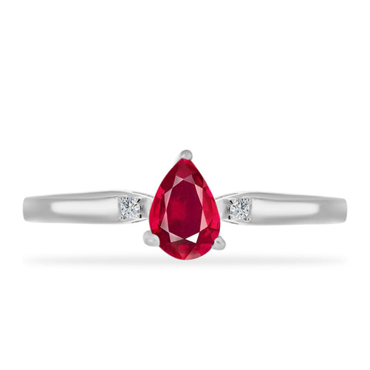 Silberring mit Rubin aus Madagaskar und weißem Diamant