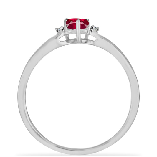 Silberring mit Rubin aus Madagaskar und weißem Diamant