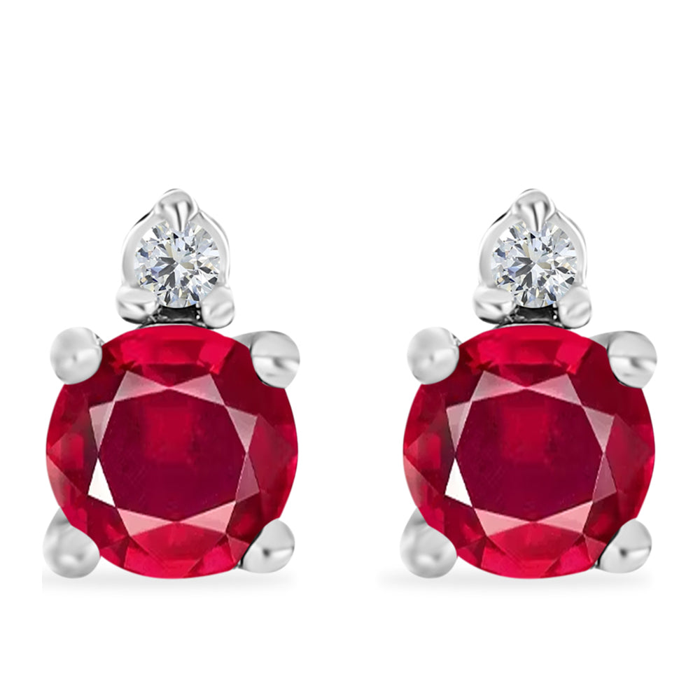 Silberohrringe mit Rubin aus Madagaskar und weißem Diamant