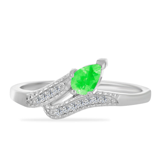 Silberring mit Hyalit-Opal und weißem Topas