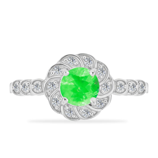 Silberring mit Hyalit-Opal und weißem Topas