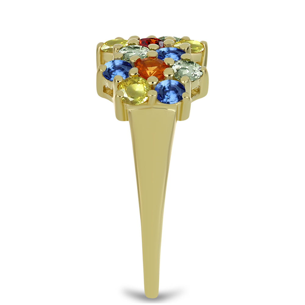 Goldplattierter Silberring mit regenbogenfarbenem Rosebery Saphir