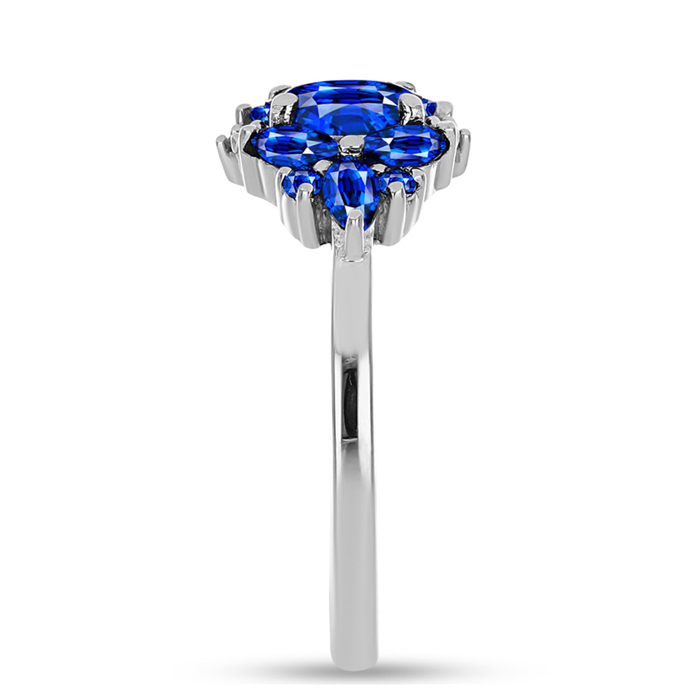 Silberring mit australischem blauem Saphir und weißem Topas