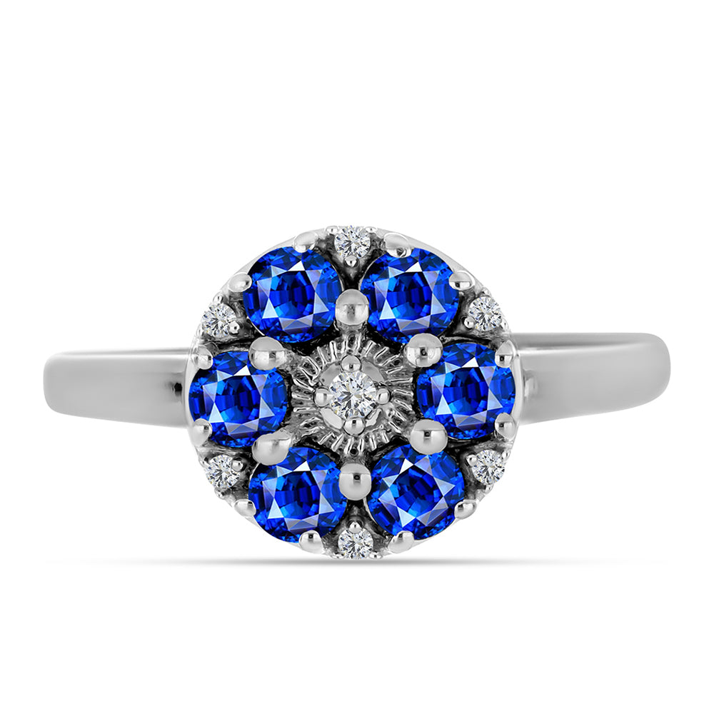 Silberring mit australischem blauem Saphir und weißem Topas