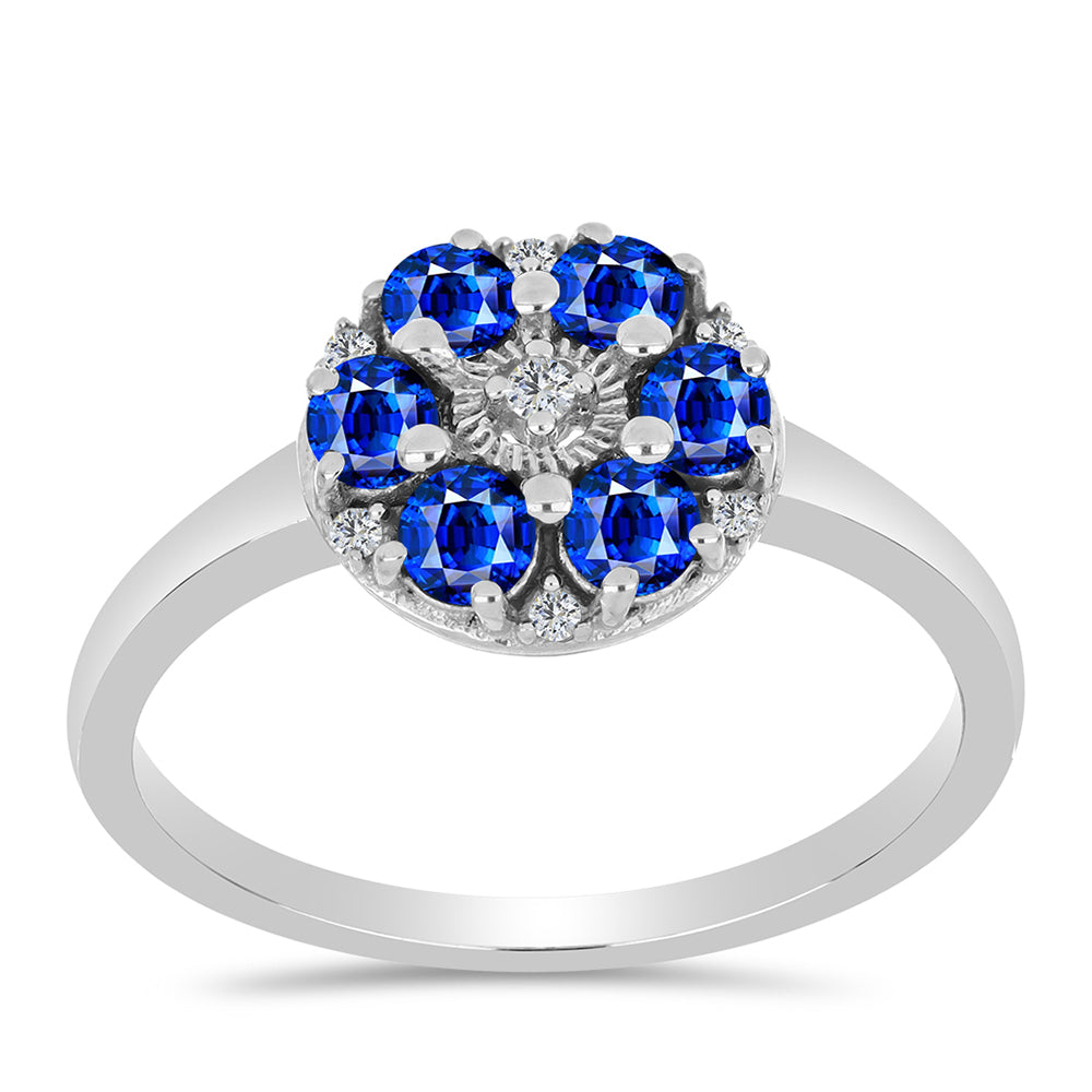 Silberring mit australischem blauem Saphir und weißem Topas