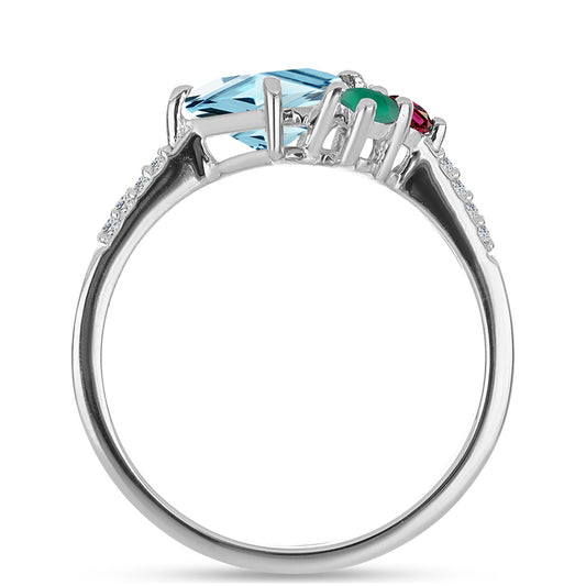 Silberring mit marokkanischem Amethyst und grünem Achat