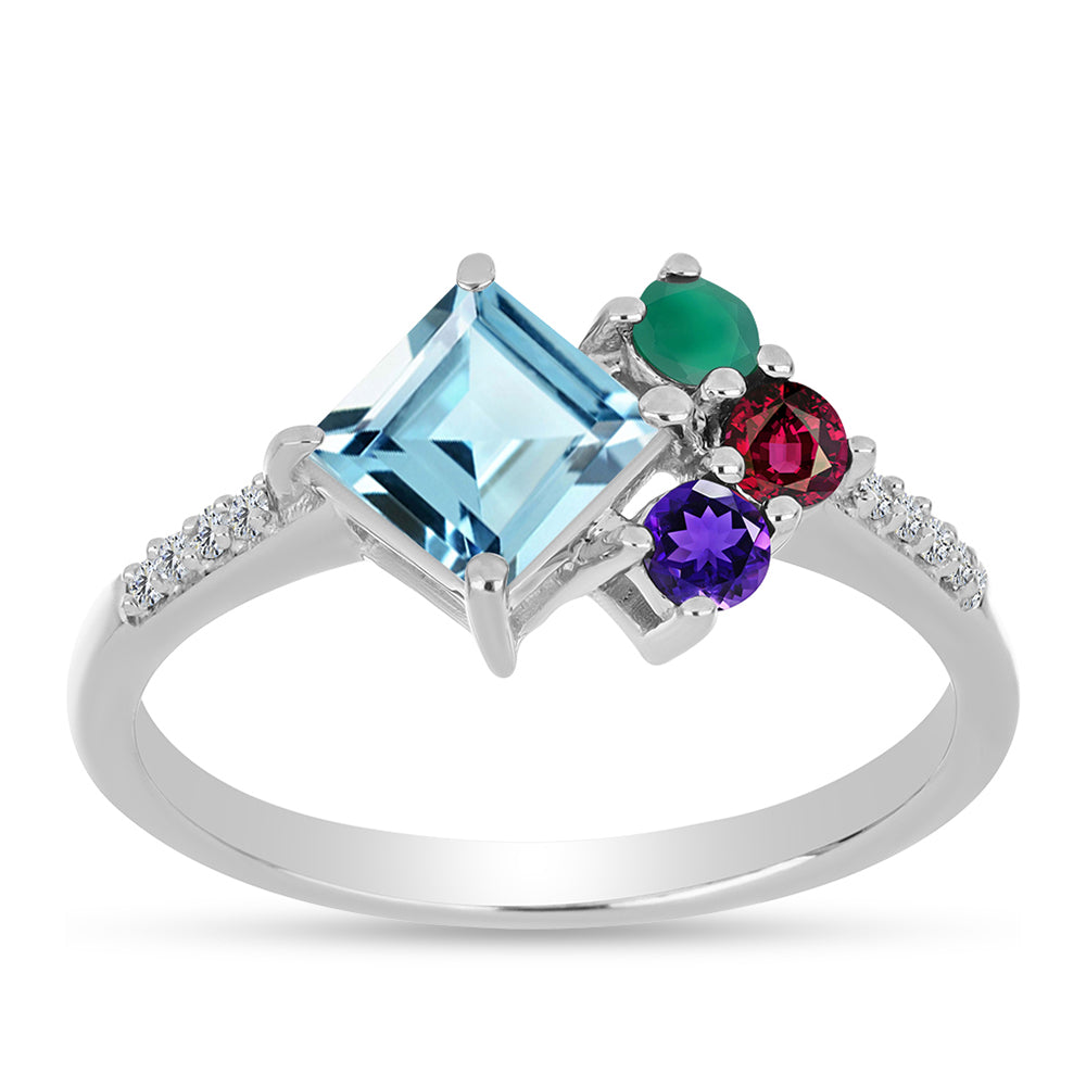 Silberring mit marokkanischem Amethyst und grünem Achat