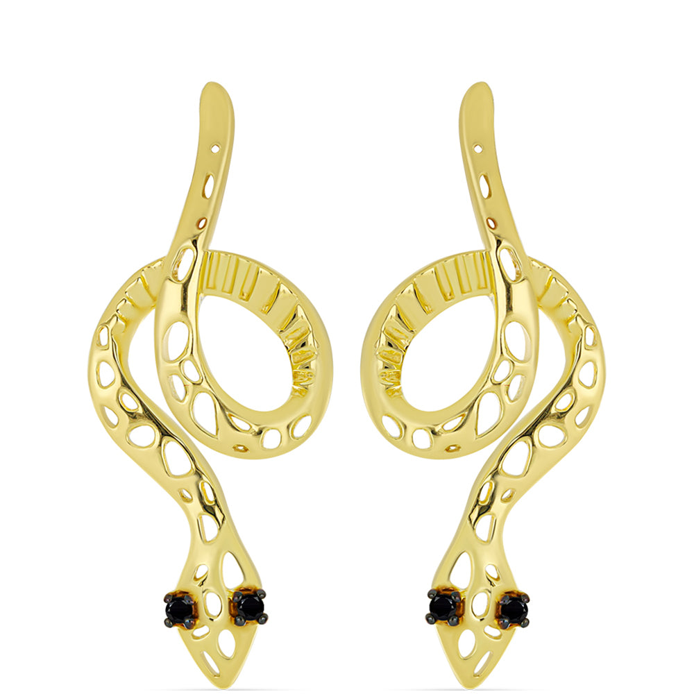 Goldplattierte Silberohrringe mit schwarzem Spinell 1