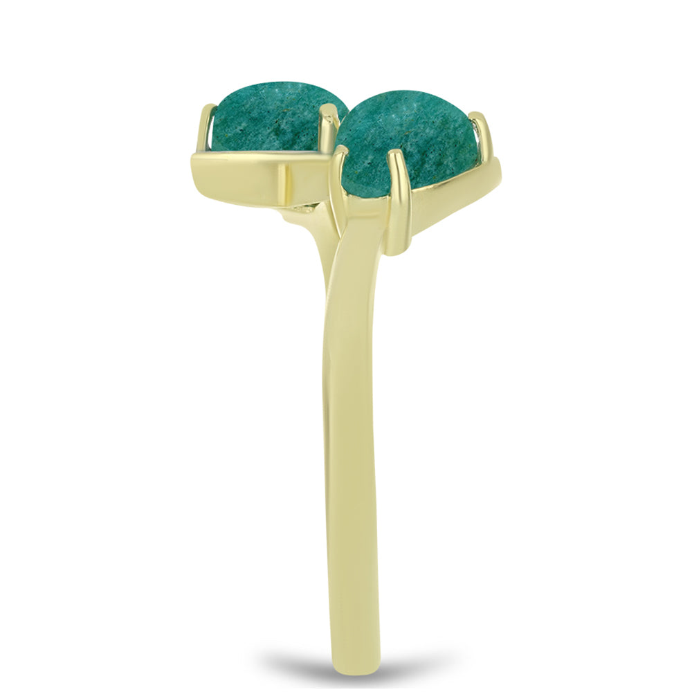 Goldplattierter Silberring mit Amazonit und weißem Topas