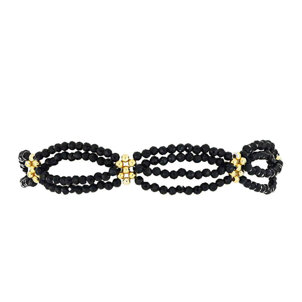 Goldplattiertes Silberarmband mit schwarzem Spinell