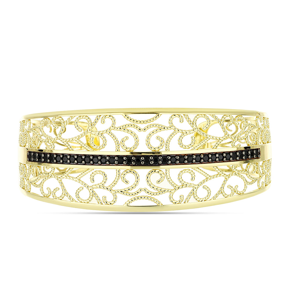Goldplattierter Silberarmreif mit schwarzem Spinell