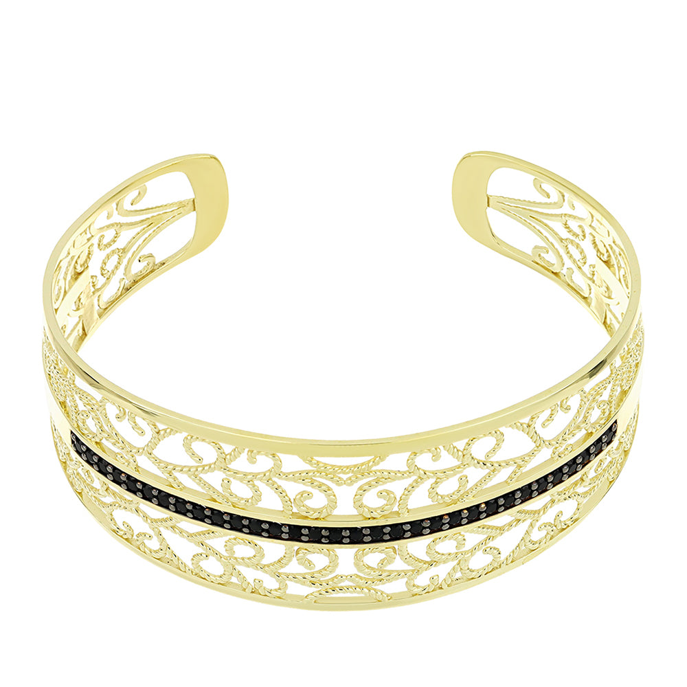 Goldplattierter Silberarmreif mit schwarzem Spinell