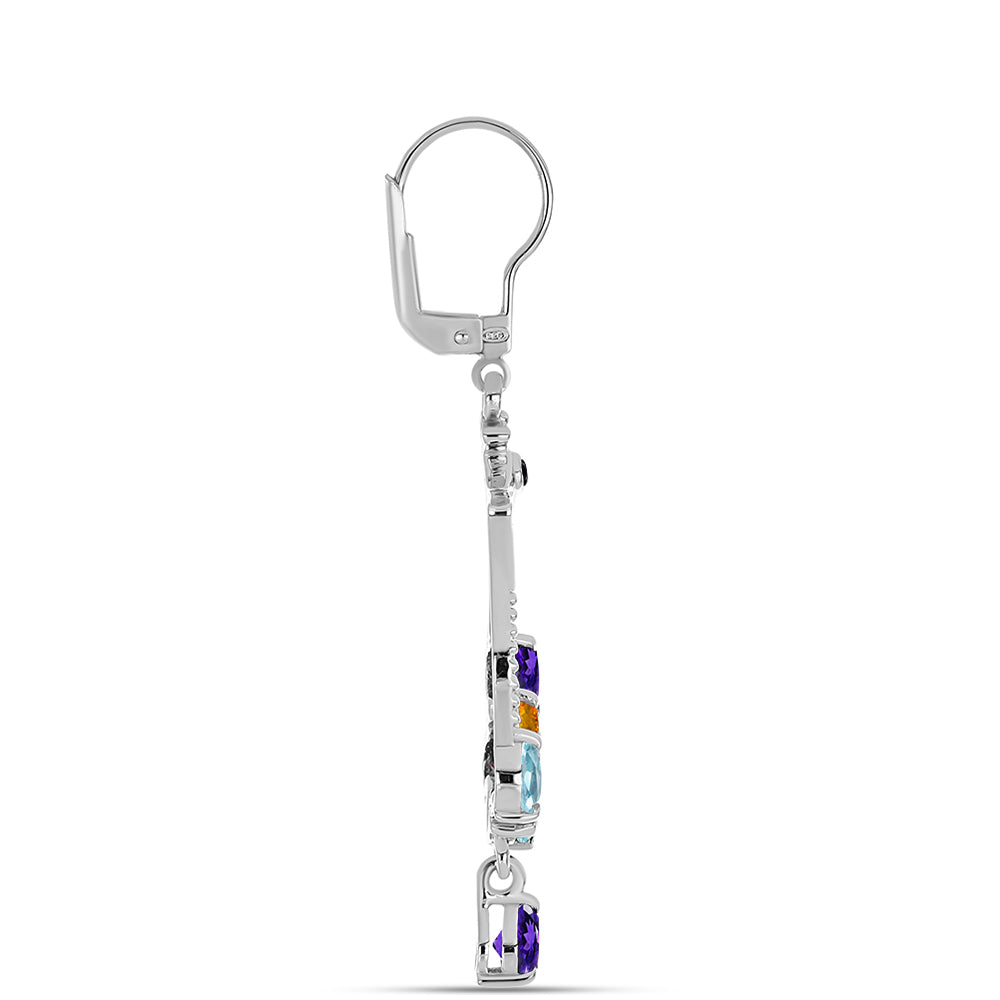 Silberohrringe mit marokkanischem Amethyst und grünem Achat 2