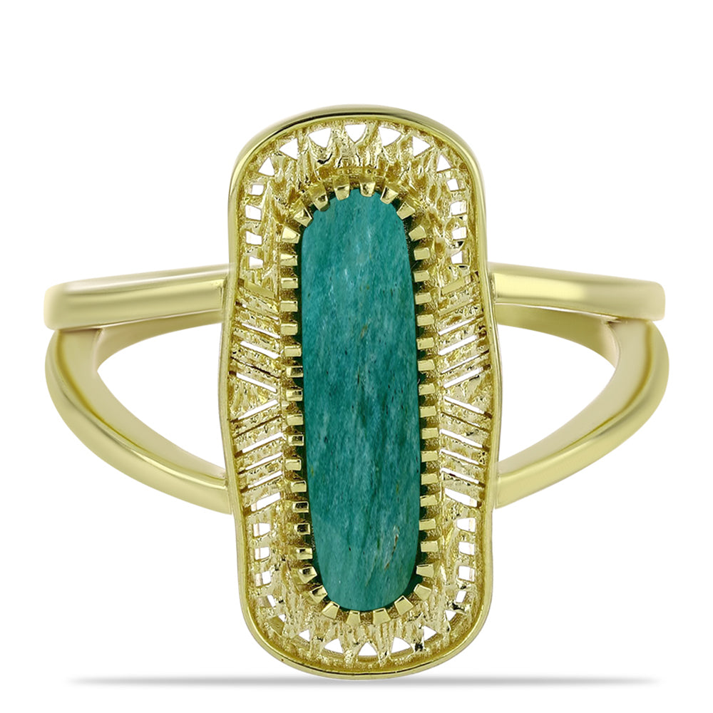 Goldplattierter Silberring mit Amazonit 1