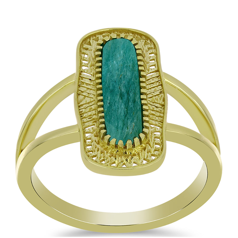 Goldplattierter Silberring mit Amazonit 3