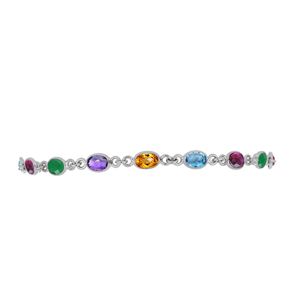 Silberarmband mit marokkanischem Amethyst und grünem Achat