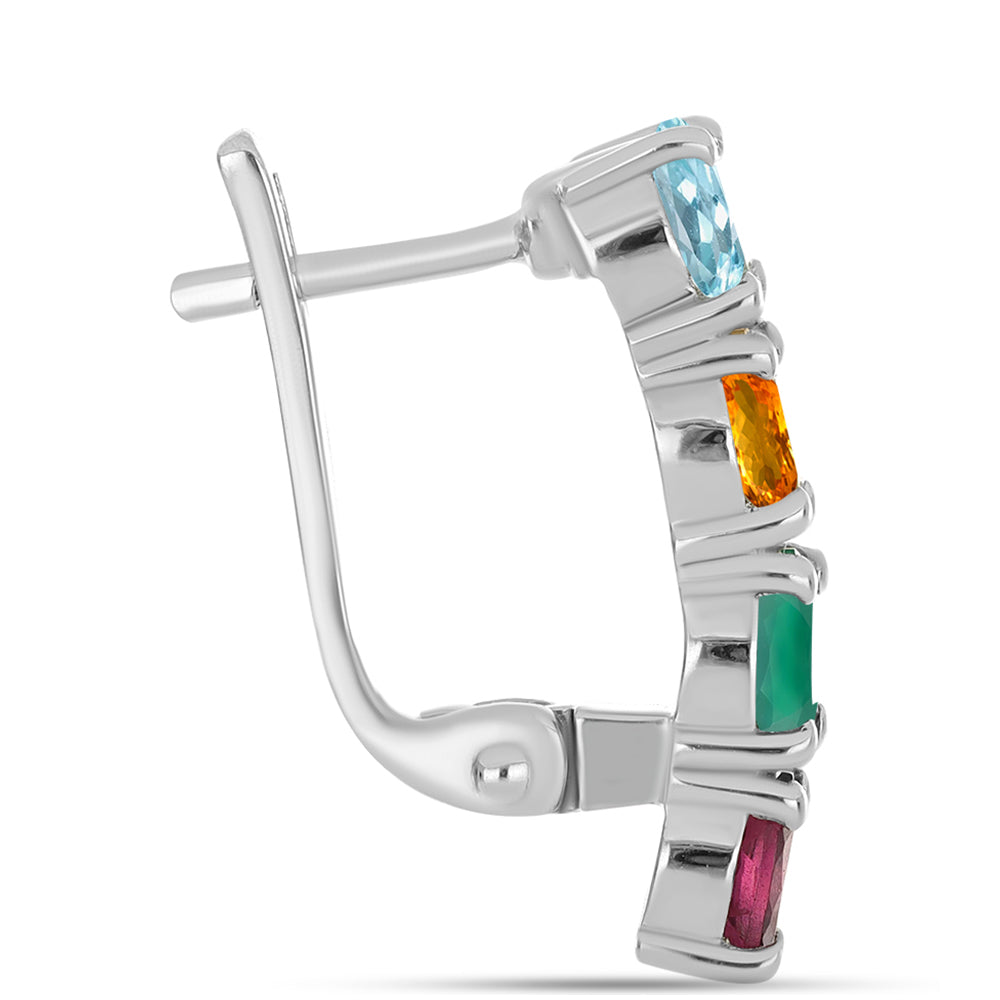 Silberohrringe mit grünem Achat und Zitrin