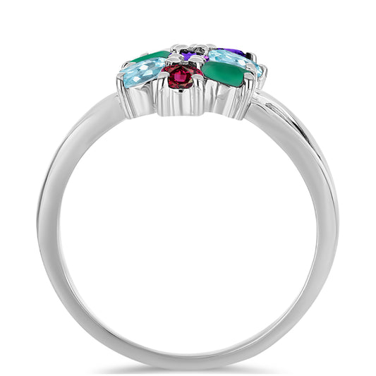 Silberring mit marokkanischem Amethyst und grünem Achat