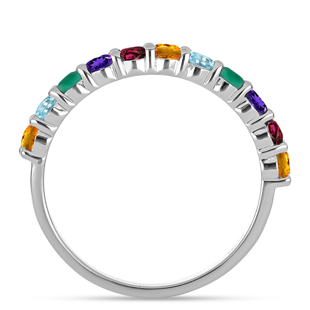 Silberring mit marokkanischem Amethyst und grünem Achat