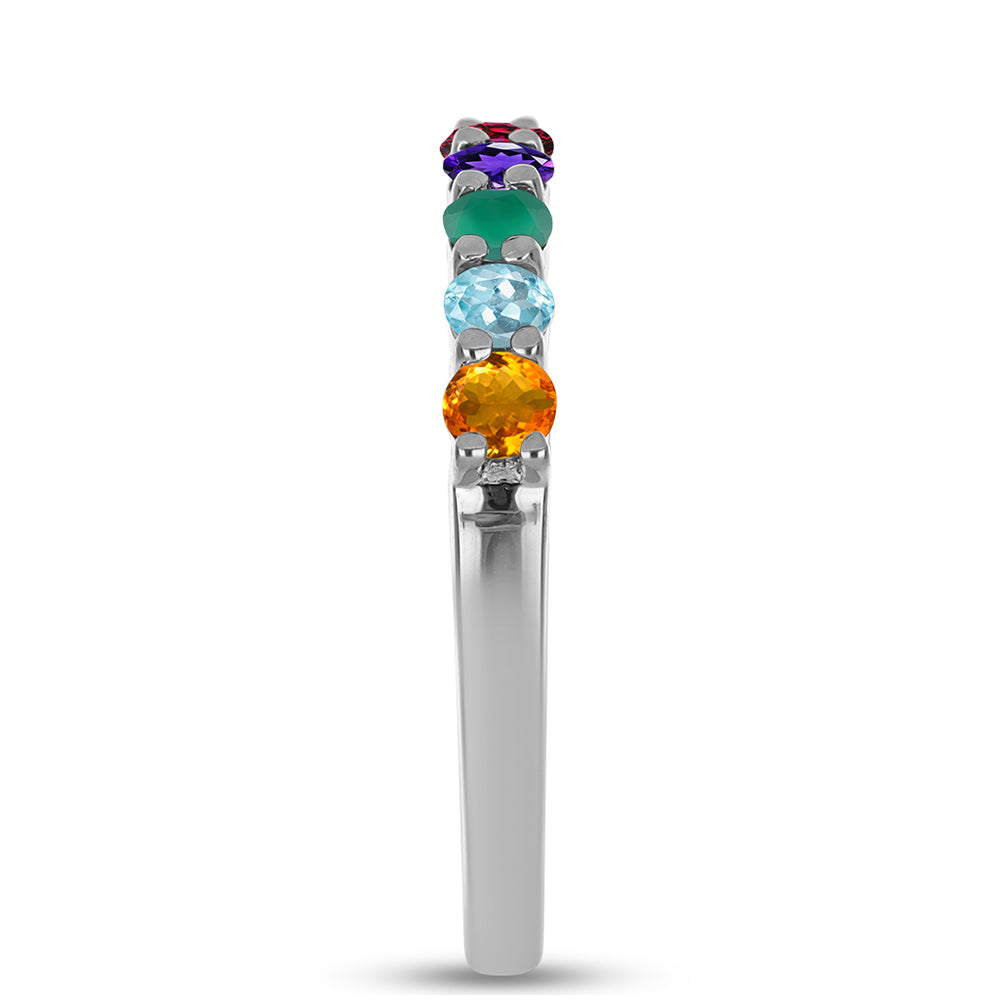 Silberring mit marokkanischem Amethyst und grünem Achat