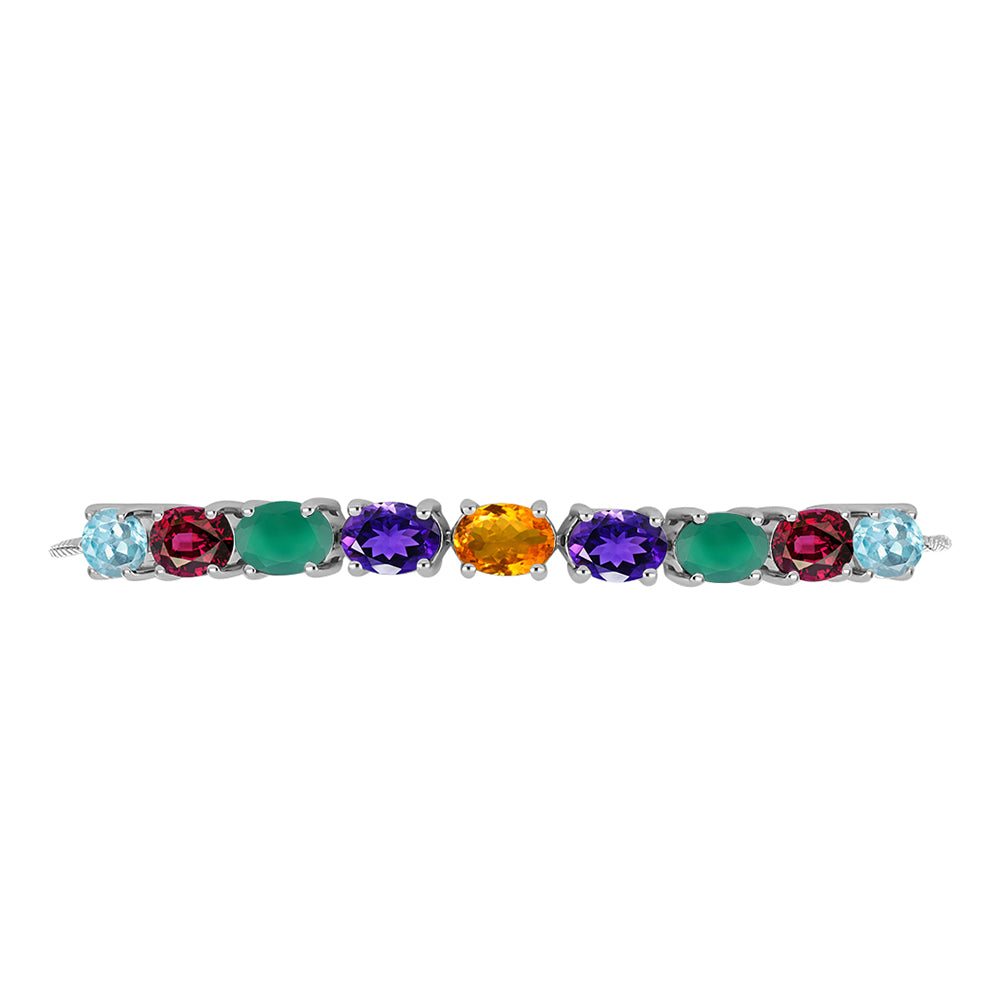 Silberarmband mit marokkanischem Amethyst und grünem Achat 2