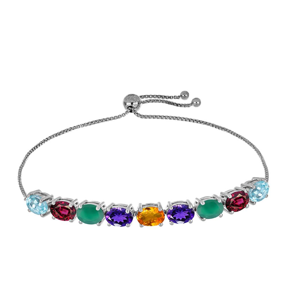 Silberarmband mit marokkanischem Amethyst und grünem Achat 1