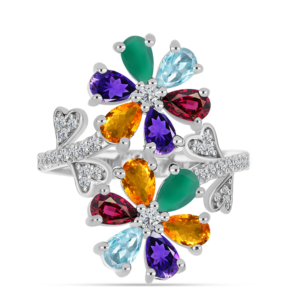 Silberring mit marokkanischem Amethyst und grünem Achat 1