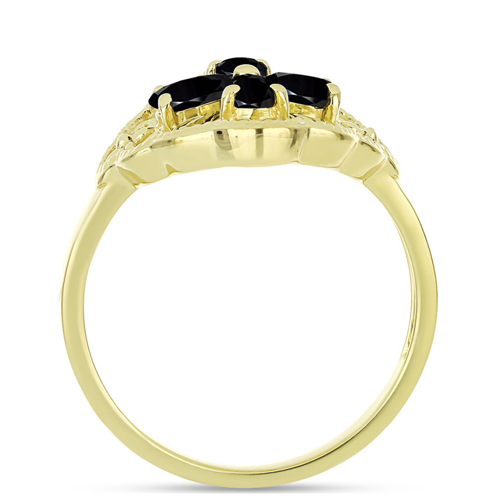 Goldplattierter Silberring mit schwarzem Spinell 2