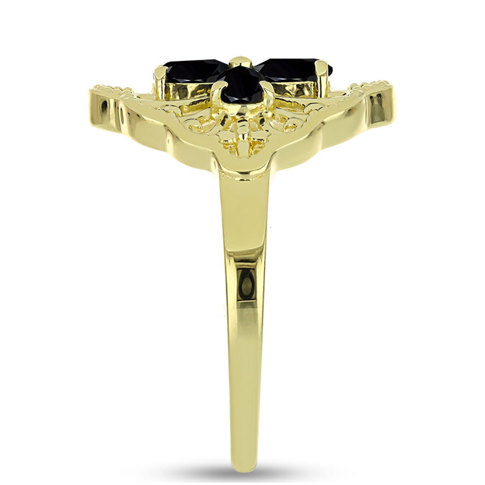 Goldplattierter Silberring mit schwarzem Spinell 4