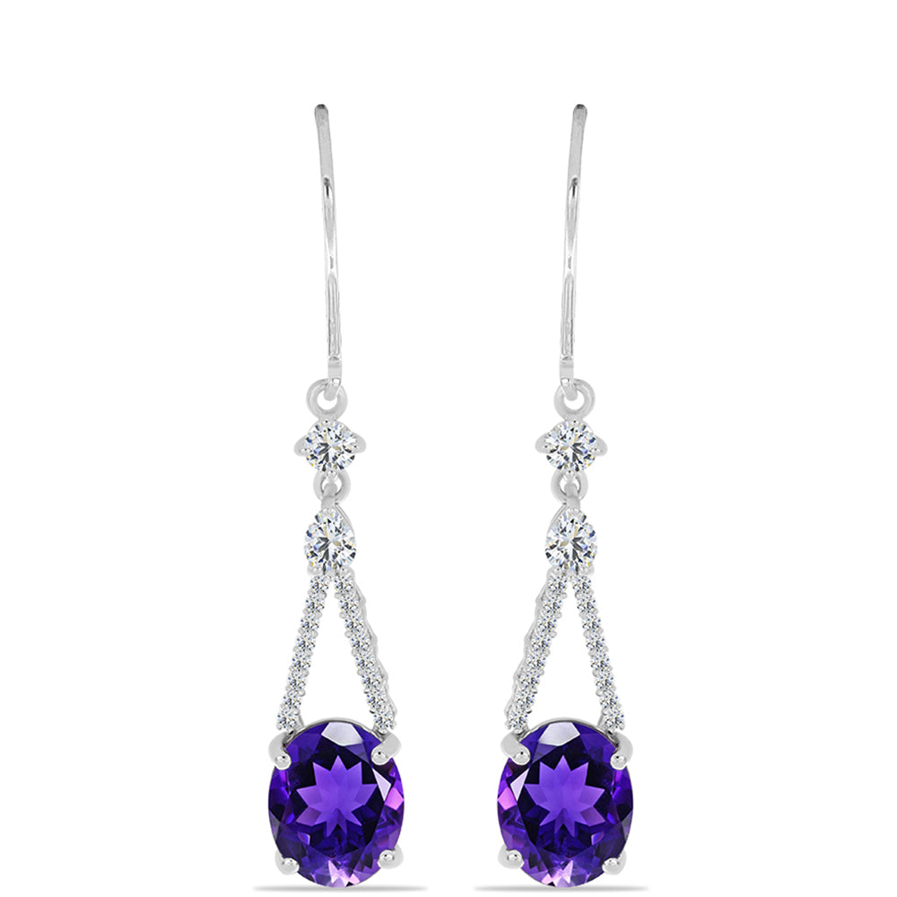 Silberohrringe mit marokkanischem Amethyst und weißem Topas 1