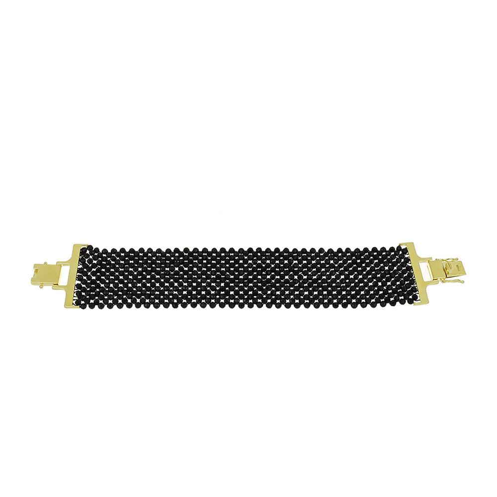 Goldplattiertes Silberarmband mit schwarzem Spinell