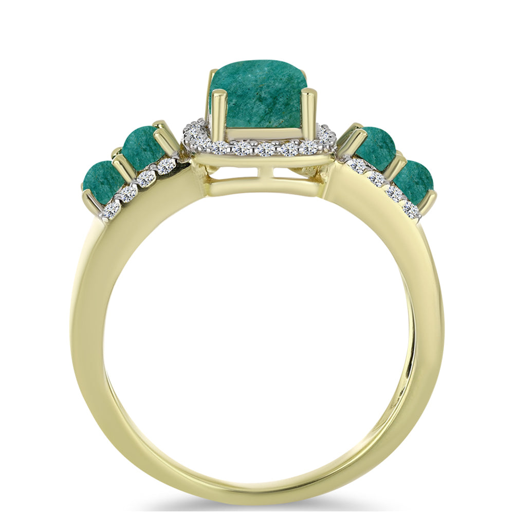 Goldplattierter Silberring mit Amazonit und weißem Topas 2