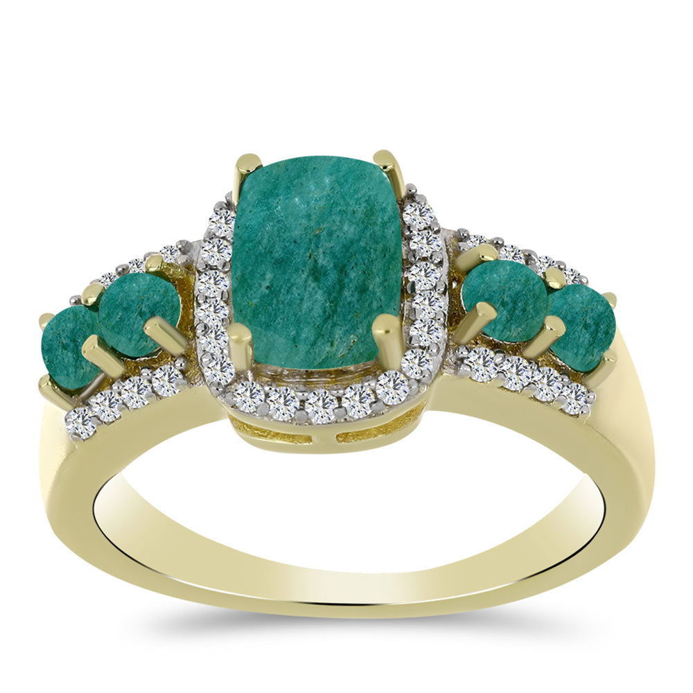 Goldplattierter Silberring mit Amazonit und weißem Topas 3