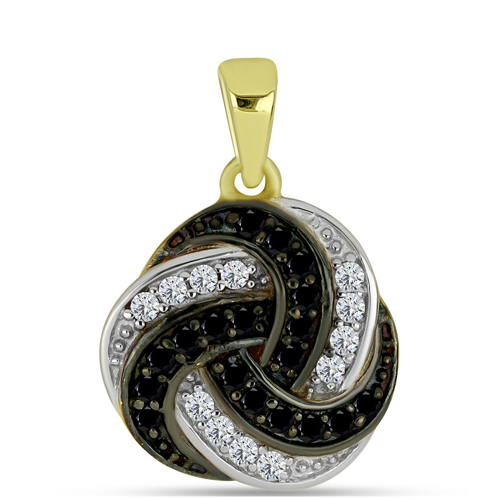 Goldplattierter Silberanhänger mit schwarzem Spinell und weißem Topas