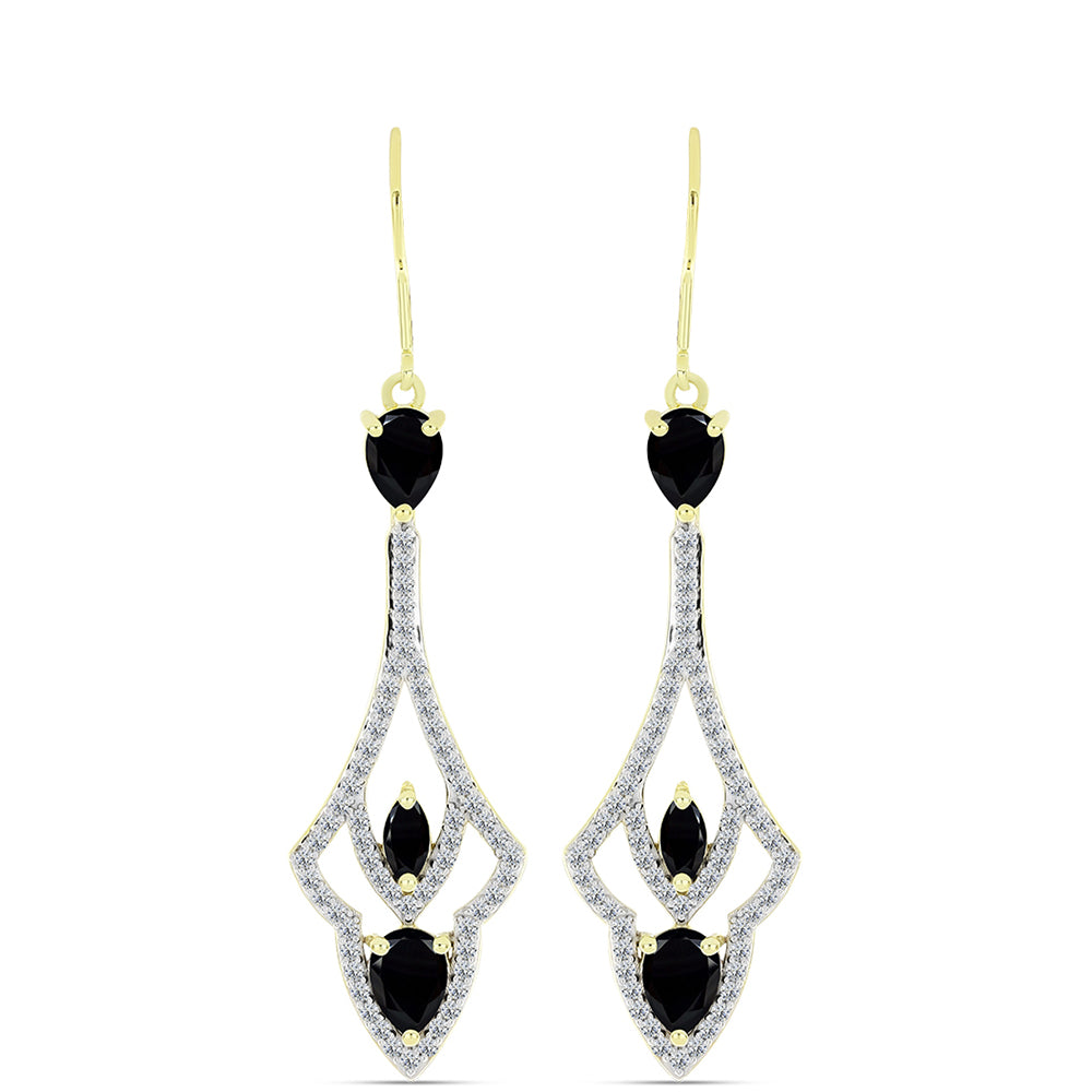 Goldplattierte Silberohrringe mit schwarzem Spinell und weißem Topas 1