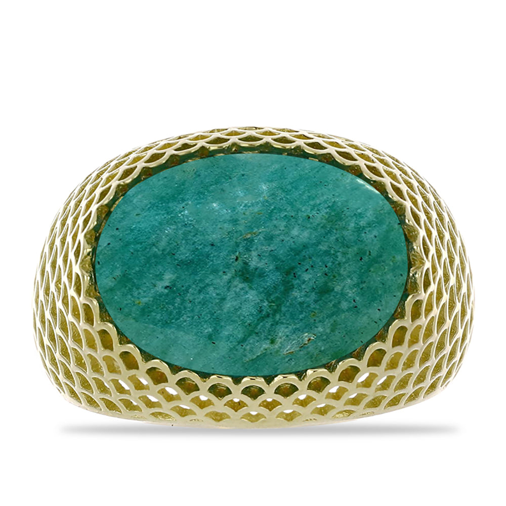 Goldplattierter Silberring mit Amazonit 1